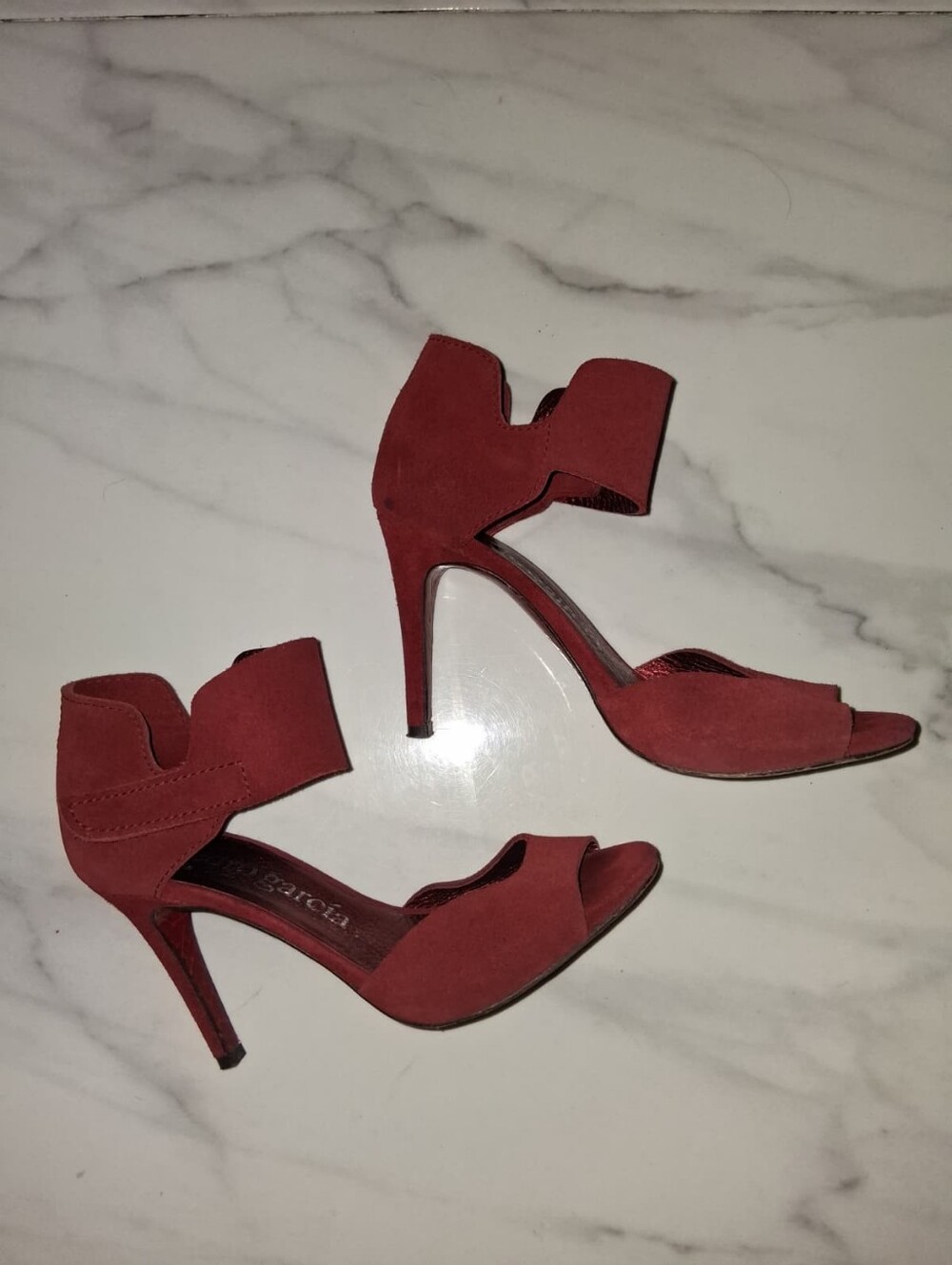 Women's Red Suede Open-Toe High Heel Sandals